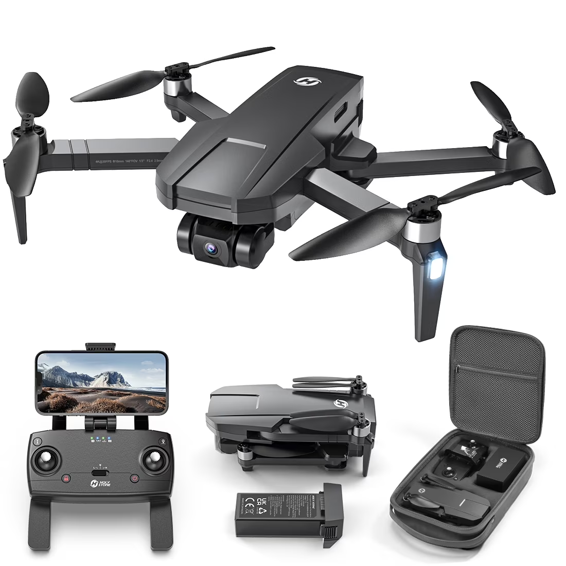 Holy Stone HS720R Drone with 4K EIS 3-Axis Gimbal Camera for Adults, GPS Auto Return, One-Key Takeoff, Brushless Motor, 5GHz Transmission 10000ft, Black