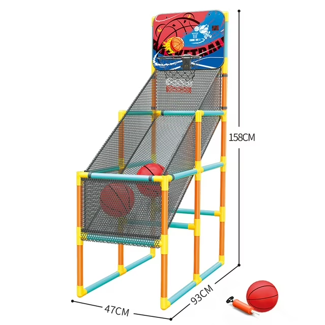 R806 Basketball Game Set with 4 Balls and Hoop for Kids 3 to 12 Years Old Indoor Outdoor Sport Play - Easy Set Up - Air Pump Included - Ideal for Competition