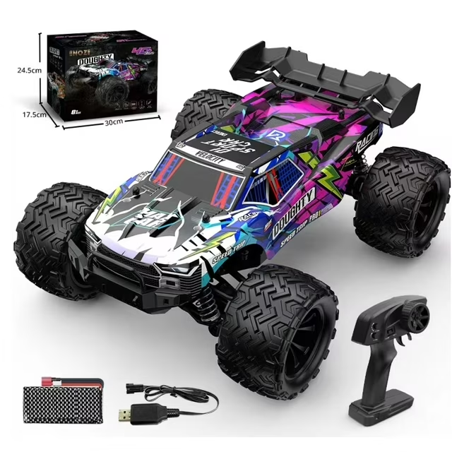 RC Car, 1:14 Remote Control Monster Truck, 2 Batteries for 45.6 km/h High-Speed Driving, All-Terrain 2.4GHz Rock Crawler Toy Gift for Boys Girls Kids
