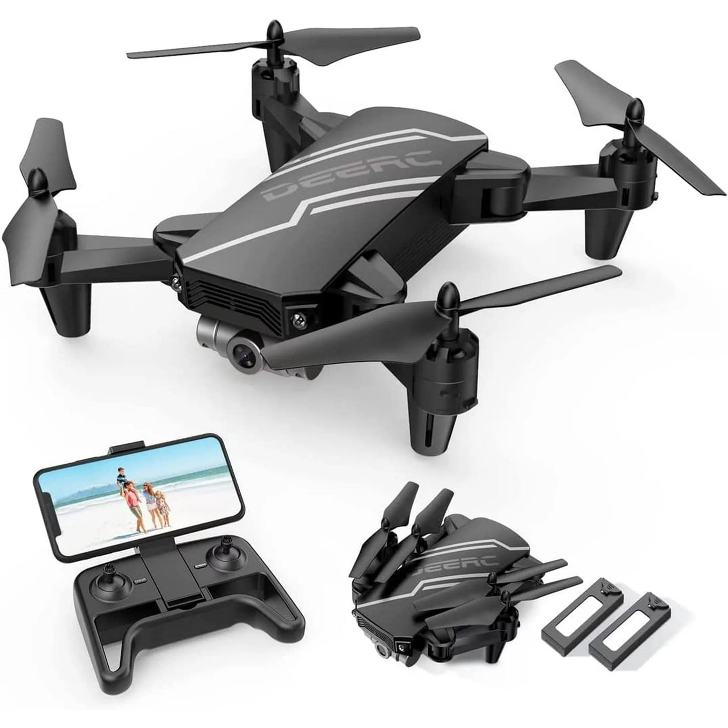 DEERC D20 Mini Remote Control Drone with 720P HD FPV Camera and Altitude Hold for Beginners, Black