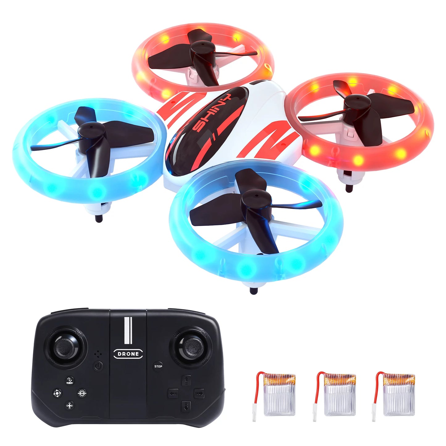 DEERC DC11 Mini Drone for Kids and Beginners, RC Nano Quadcopter with LED Lights, Demo Mode, Altitude Hold, 3 Batteries, Orange