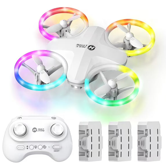 Holy Stone HS180 Drone for Kids and Adults, Six LED Lights Mode, Headless Mode, 3 Batteries, White
