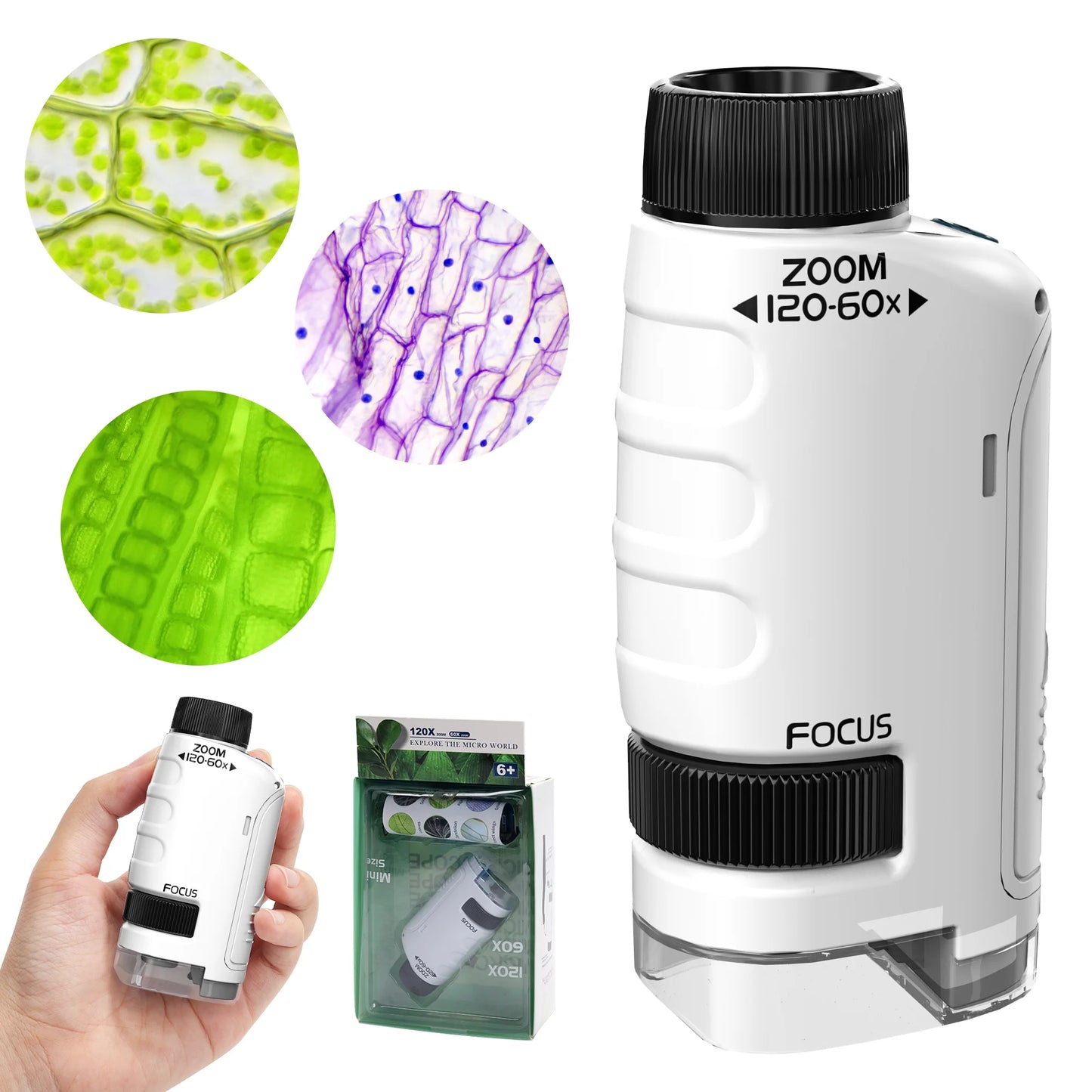 Miniscope Kids, 60-120x Mini Miniscope for Kids with LED Lights, Perfect Science Gift for Exploring the Microscopic World ,Education and Learning