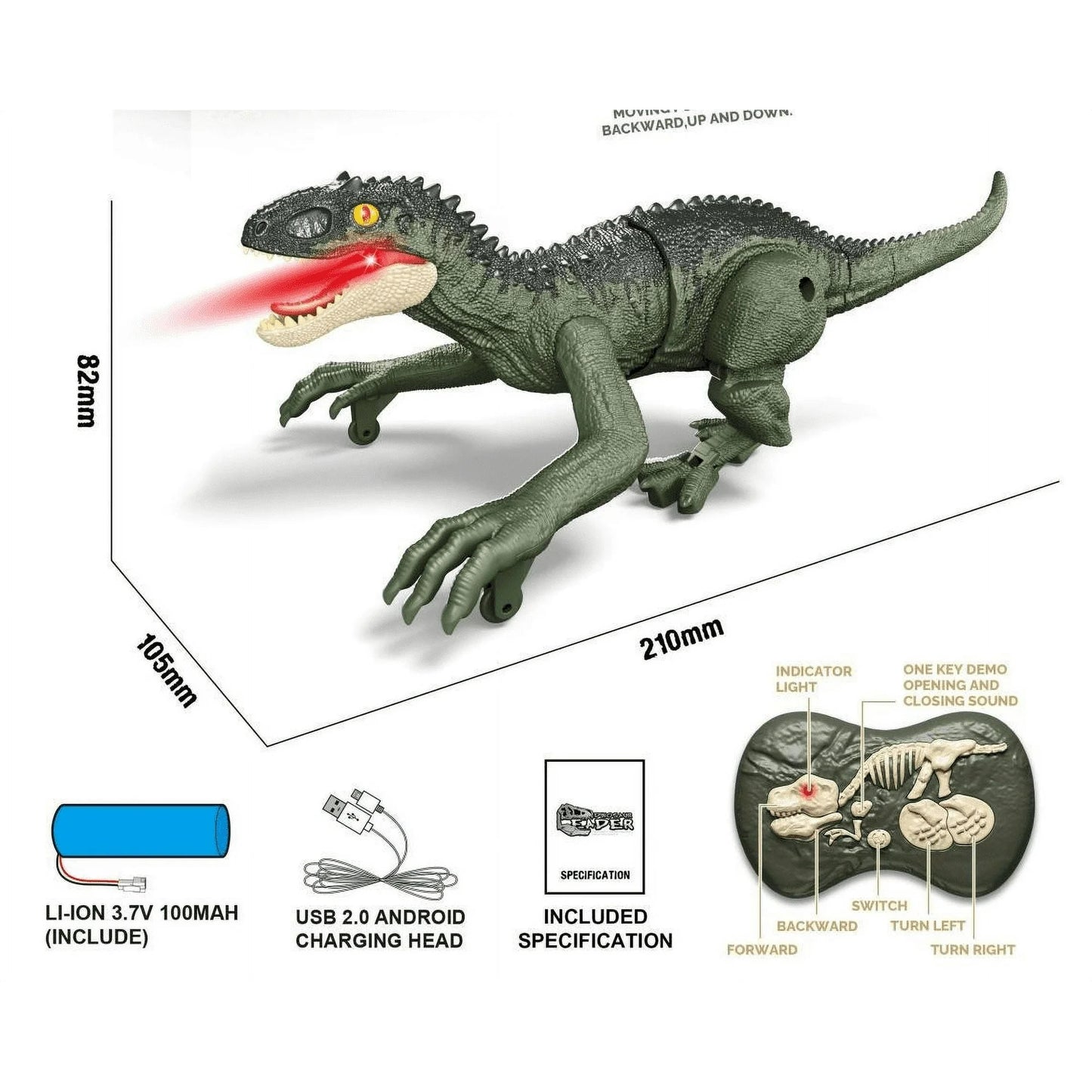 RC Dinosaur Toys are suitable for children aged 3-7 to 12 years old. Equipped with 3D eyes, LED lights, realistic roars, body sway, and sleep mode