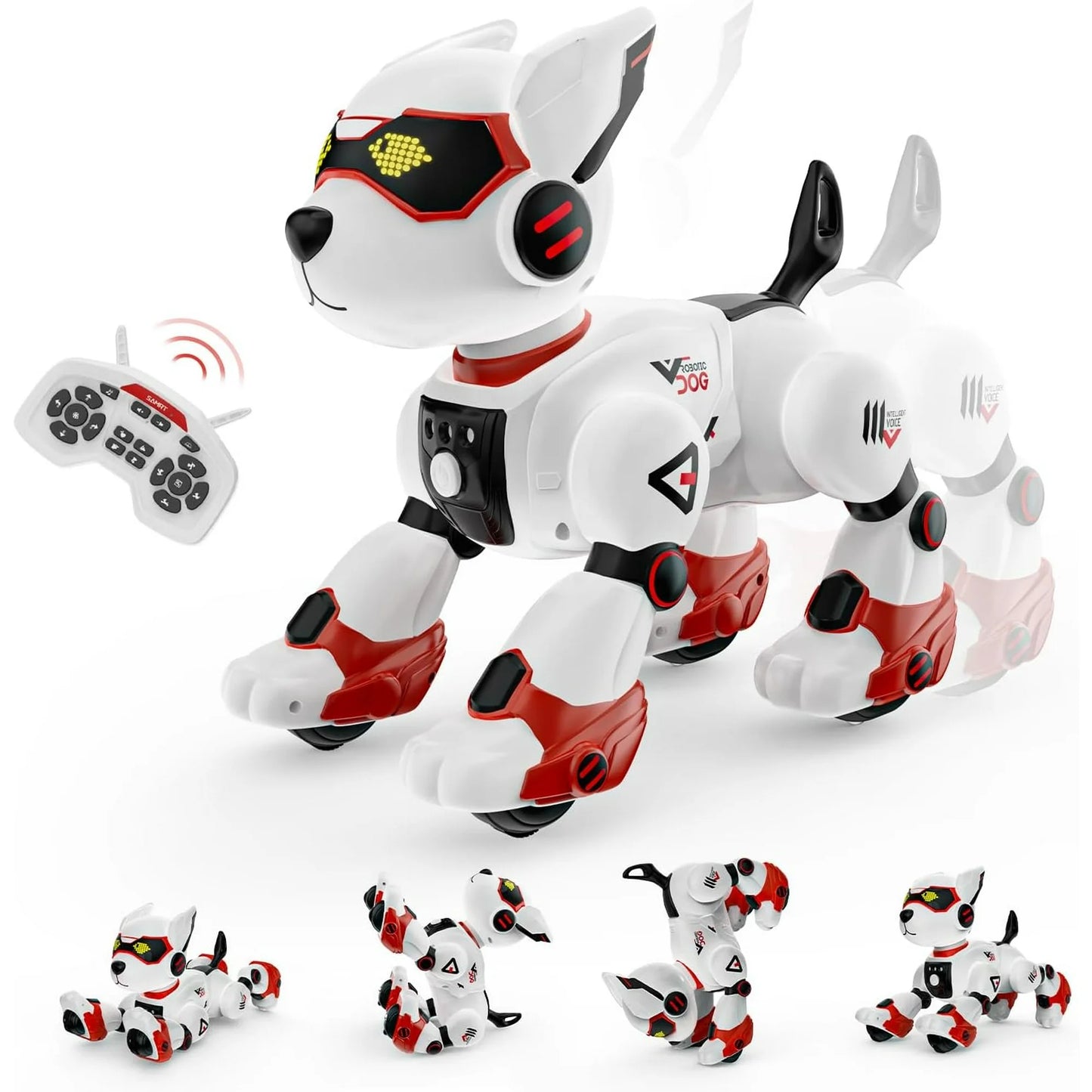 Robot Dog Toys for Kids, Remote Control Interactive Robotic Pet, Smart Programmable Puppy, Electric Intelligent Robo Perro with Voice Control, RC Stunt Music , Imitation Animals Toy , Girls Boys Gift