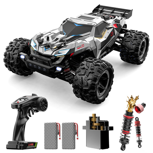 DEERC Brushless Fast RC Cars for Boys & Adults, 55KM/H, 1:18 Off-Road RC Truck, All Terrain 4x4 Racing Mecha Car, 50 Mins, Waterproof Remote Control Monster Truck, Compatible with 3S Battery