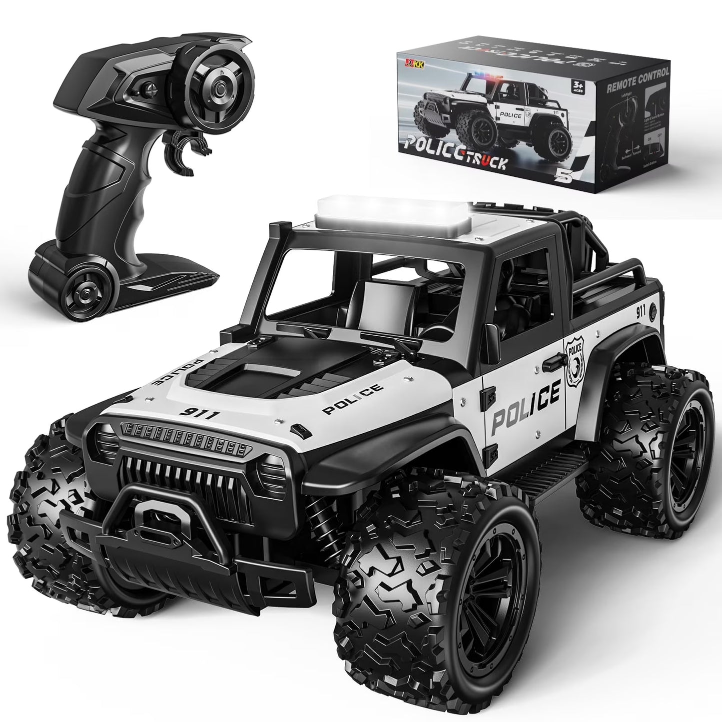 WeFone 1:16 Remote Control Car, 2.4GHz 20KM/H Speed RC Truck with LED Headlight, 2 batteries, White.
