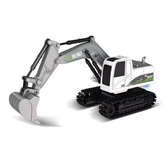 Excavator Toy for Boys，Remote Control Excavator with 11 Channels, Auto-Demonstration, Music, Sounds 2.4Ghz, RC Construction Vehicles Gift for Kids Christmas Birthday Party