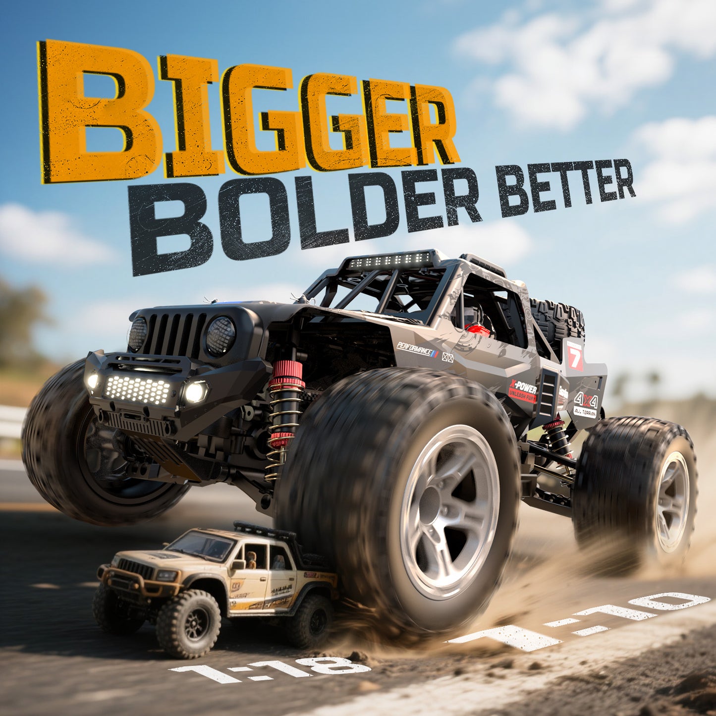 DEERC 1/10 Brushless RC Car for Adults, 60 KMH 4x4 3S Fast RC Trophy Truck with Spare Tire, Waterproof Off-Road Remote Control Monster Truck, All Terrain High Speed RC Car Gift for Boys