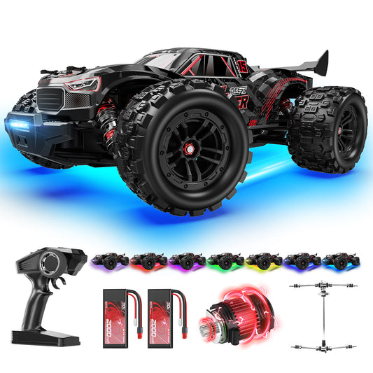 DEERC 1:14 Fast Brushless RC Car for Adults, Max 46+ mph Off-Road Truck, 2 * 3S Lipo 4WD Waterproof, 7 Lighting Modes High Speed Remote Control, All Terrain Truggy for Snow, Sand & Mud