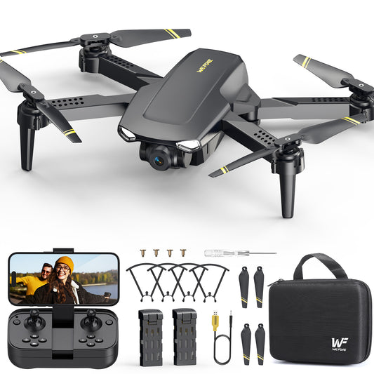 WeFone Drone with Camera, WF11 1080P Foldable Quadcopter with FPV Transmission, 2 Batteries, Black