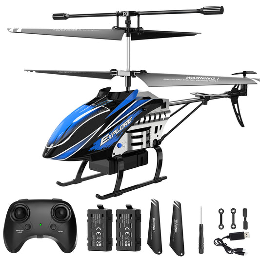 WeFone YK020 RC Helicopter for Kids with 3.5CH, 7 LED Light Modes, Altitude Hold, 2 Batteries, Blue