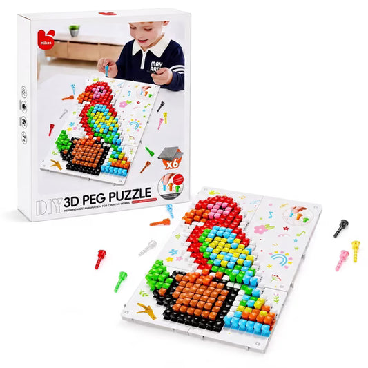 WeFone Fine Motor Skills Toys for Kids3-6 years, 440-Piece Mushroom Peg Puzzle with 36 Pattern Cards, 9-Color Mosaic Montessori STEM Toy, Birthday Gift for Boys and Girls
