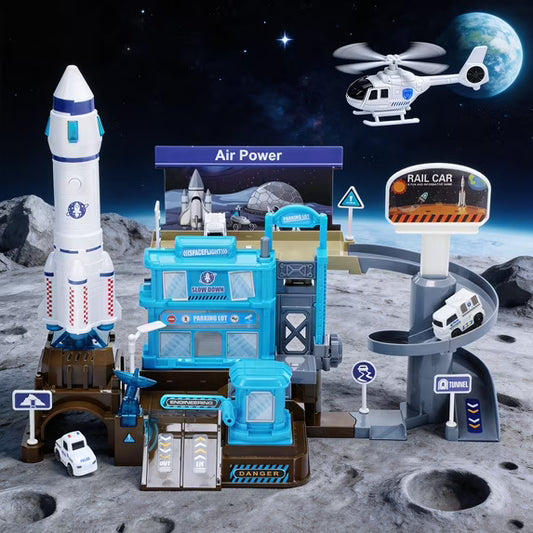 WeFone Space Shuttle Toy Set with 3 Cars, Helicopter ＆ Rocket, Build and Explore, Best Gifts for Kids 4-10