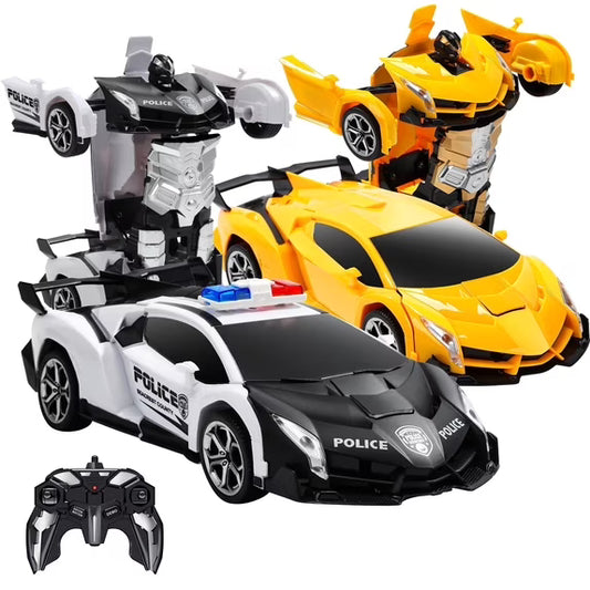 2-Pack of Remote Control Transforming Car for boys girls 4-7, 360°Rotating,One-Button Deformation,Automatic demonstration,Forward and Backward,Best Christmas Birthday Gift for Kids