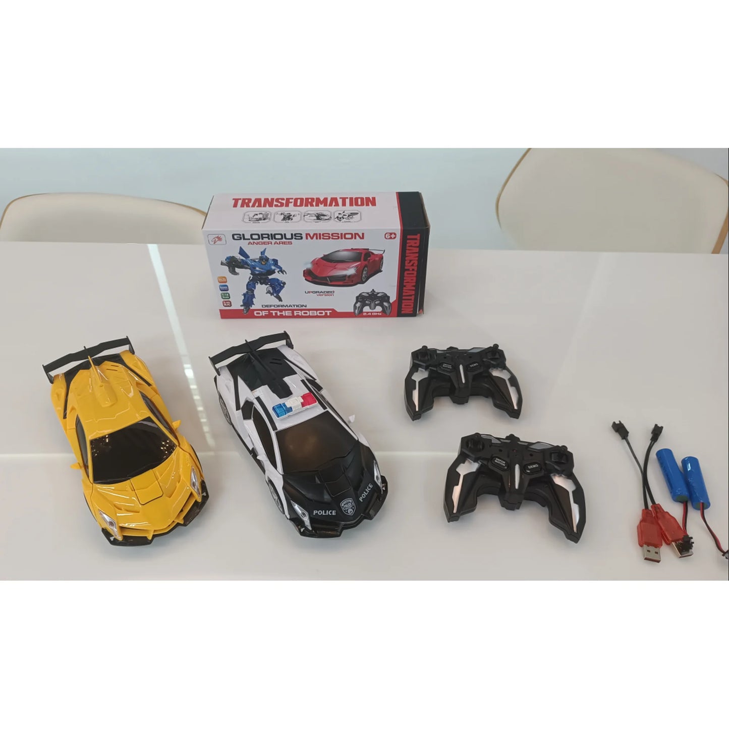 2-Pack of Remote Control Transforming Car for boys girls 4-7, 360°Rotating,One-Button Deformation,Automatic demonstration,Forward and Backward,Best Christmas Birthday Gift for Kids