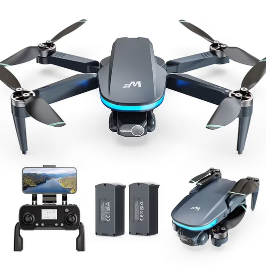 WeFone WF40 GPS Drones with Camera for Adults 4K, Foldable FPV RC Drone for Adults Beginners Under 249g, 2-Axis Gimbal, EIS, Auto Return, Brushless Motor, 2 Batteries for 44-Min Flight Time, Black