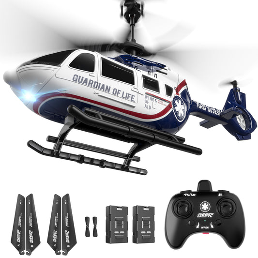 DEERC RC Helicopter for Adults, Apache Remote Control Helicopter for Kids 8-12, Toy Helicopters RC with LED Lights, 2 Batteries, Altitude Hold, 2.4GHz Military Style for Indoor, Ideal for Birthday