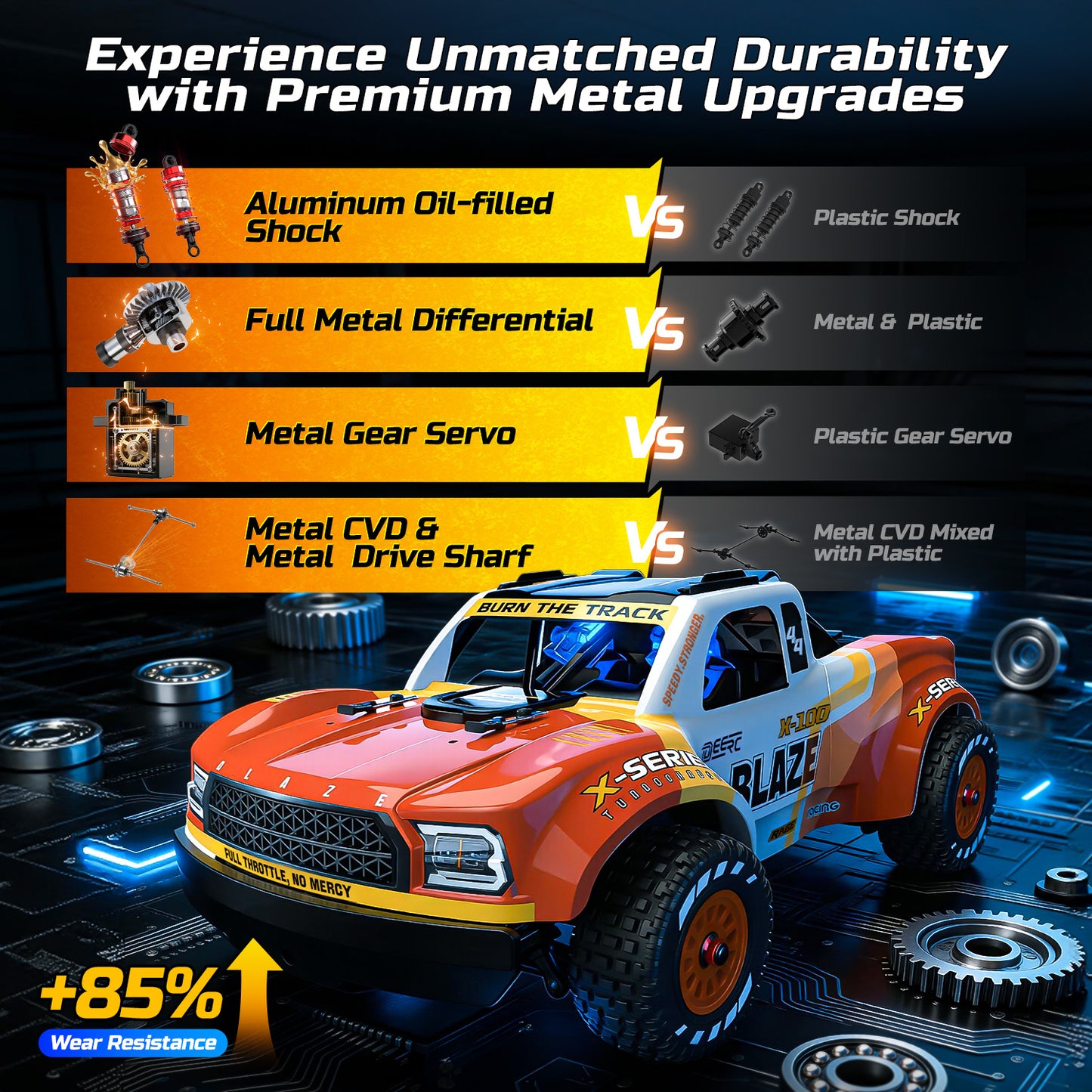 DEERC 1205 1/14 Brushless RC Car for Adults,Max 43 mph,High Speed Electric 4x4 Off-Road RC Truck, Waterproof Monster Truggy, All Terrain Fast Remote Control Drift Car for Boys 8-12, 3S Lipo Compatible