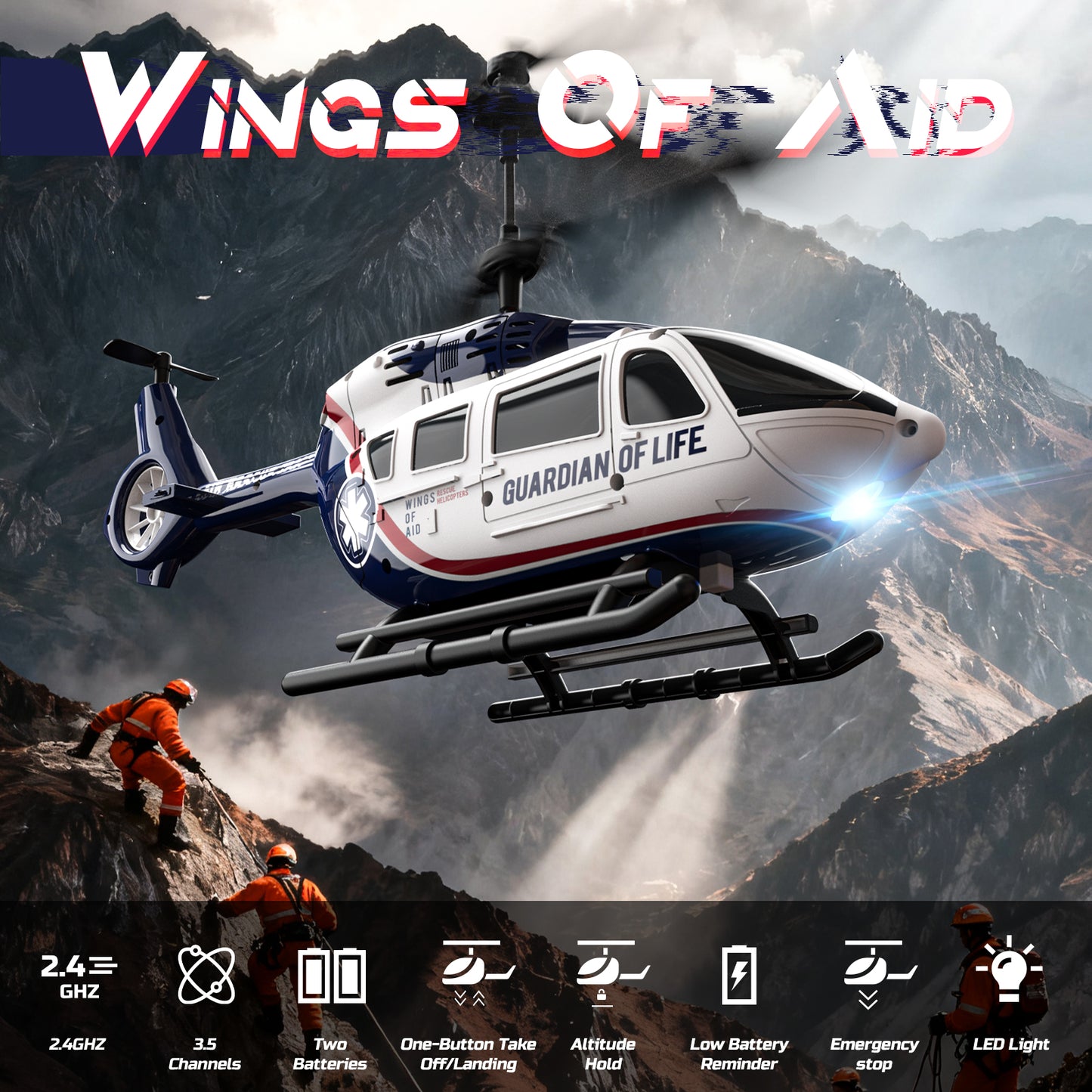 DEERC RC Helicopter for Adults, Apache Remote Control Helicopter for Kids 8-12, Toy Helicopters RC with LED Lights, 2 Batteries, Altitude Hold, 2.4GHz Military Style for Indoor, Ideal for Birthday