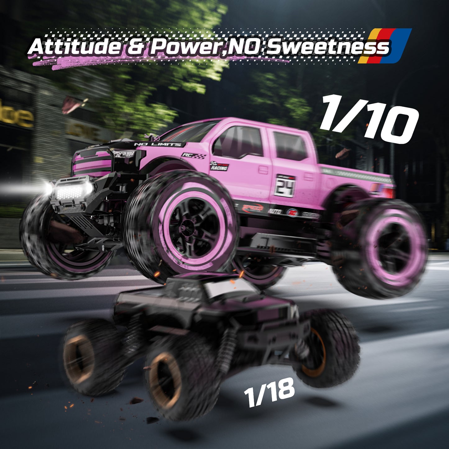 DEERC 1:10 Fast RC Cars for Adults, 4X4 High Speed RC Truck Crawler, 48+KM/H, Pink All Terrain Hobby Remote Control Monster Truck with 2 Modular Batteries, Toy Vehicle Gift for Kids