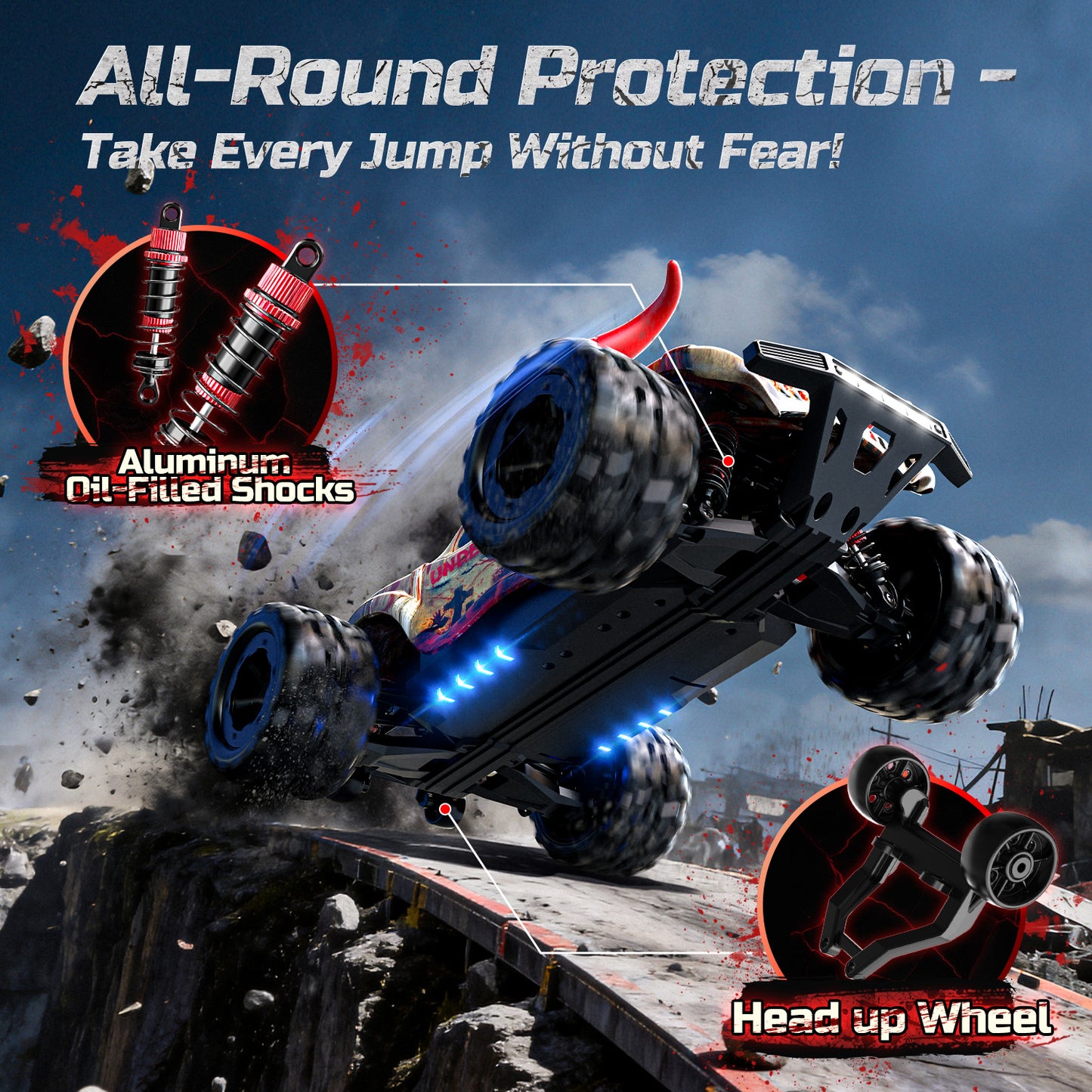 DEERC 9311E All Terrain Fast RC Cars for Adults 40KPH,4WD Electric Off-Road Remote Control Monster Truck,2.4Ghz High Speed Car,Waterproof Monster Truck with 2 Batteries for Boys & Kids