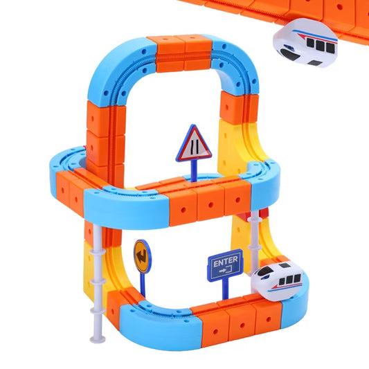 80 PCS Anti-Gravity 3D Track Car Toy, Flexible DIY Race Track Set, Creative STEM Building Toy for Kids Boys Girls Ages 3-6