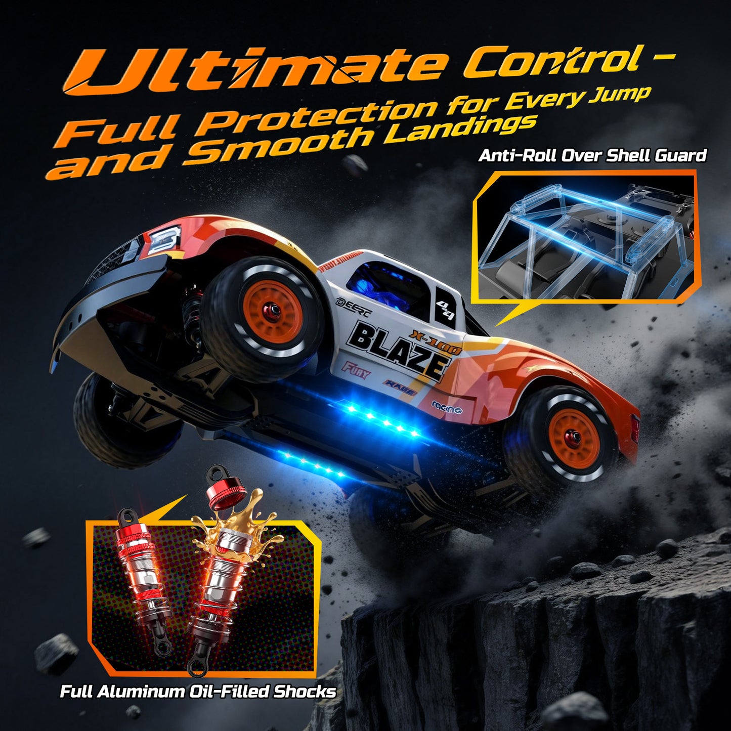 DEERC 1205 1/14 Brushless RC Car for Adults,Max 43 mph,High Speed Electric 4x4 Off-Road RC Truck, Waterproof Monster Truggy, All Terrain Fast Remote Control Drift Car for Boys 8-12, 3S Lipo Compatible