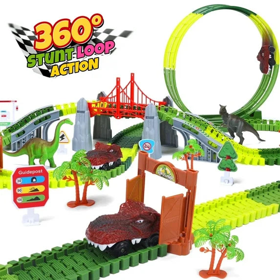 Dinosaur Race Track Toys, Flexible Dinosaur Track Toys Set, Perfect Christmas Birthday Giftsfor 3 4 5 6 7 8 Years Old Boys Girls , 191PCS, Create Your Dinosaur World