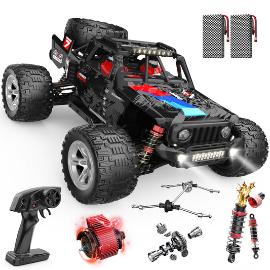 DEERC 1/10 Brushless RC Car for Adults, 60 KMH 4x4 3S Fast RC Trophy Truck with Spare Tire, Waterproof Off-Road Remote Control Monster Truck, All Terrain High Speed RC Car Gift for Boys