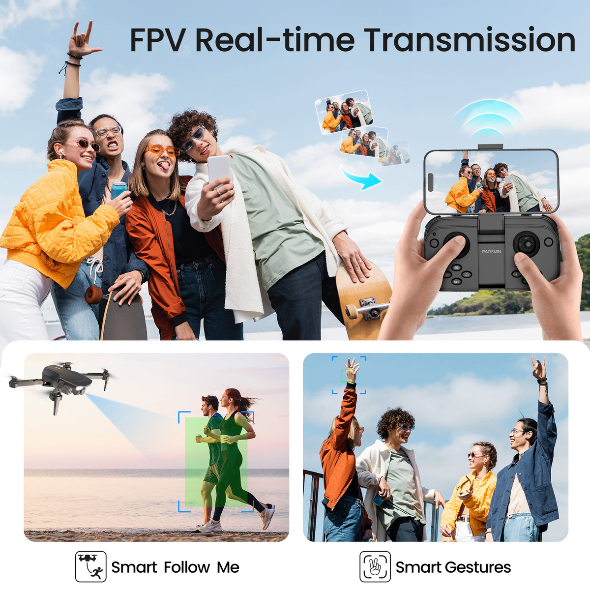 S300 FPV Drone with Camera for Adults and Kids, RC Quadcopter with 720P HD Camera and 5G WIFI Transmission, 2 Batteries, Black