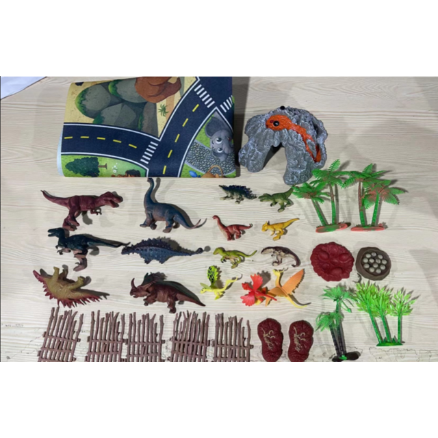 Dinosaur Toys for Kids,15 PCS Realistic Dinosaur Figurines and Dino Figures Activity Play Mat, Volcano and Spray Dinosaur Eggs, Create Your Dinosaur World