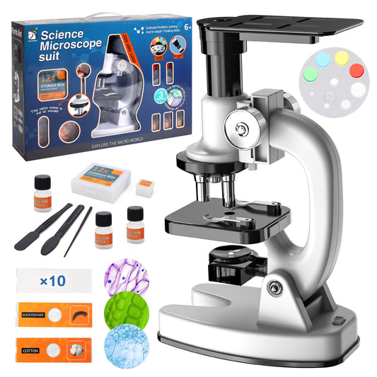 Children's Microscope Kit - Anpro Microscope 200X-1200X for children, microscope kit with slide, suitable for home education gifts for boys and girls aged 6+