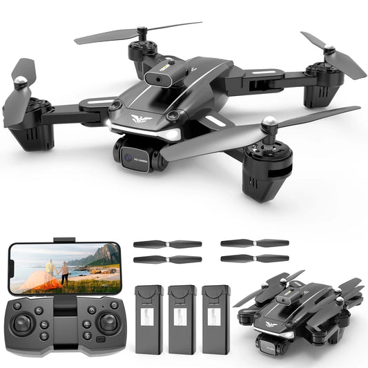 D89 RC Drone with 4K HD Dual Camera for Adults and Kids, FPV RC Quadcopter with Intelligent 3 Sides Obstacle Avoidance, Great Gift for Kids and Adults, 3 Batteries, Black