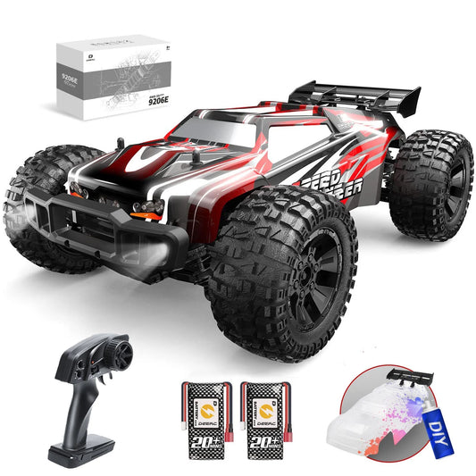 DEERC 9206E DIY Extra Shell 1:10 Scale Large RC Cars,48+ KM/H Hobby Grade High Speed Remote Control Car for Adults Boys,All Terrain 4WD 2.4GHz Off Road Monster RC Truck with 2 Battery for 40+ Min Play