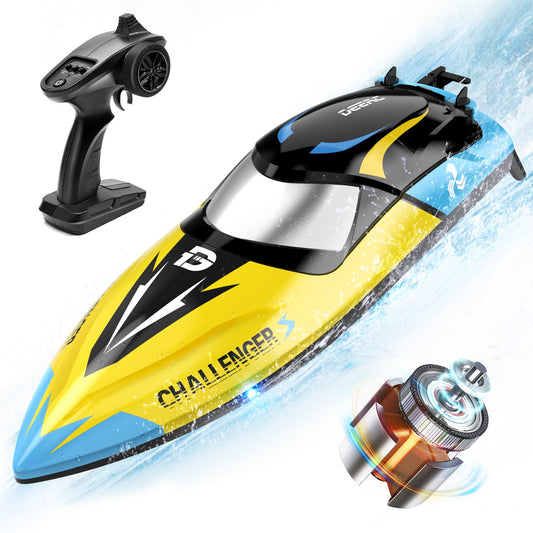 DEERC Brushless RC Boat, 30+ mph Fast Remote Control Boats with Never Capsize&Low Battery Alarm Function, 2.4GHz Racing Boat with LED Lights for Pools&Lakes, Speed Boat Toy for Adults Boys&Girls