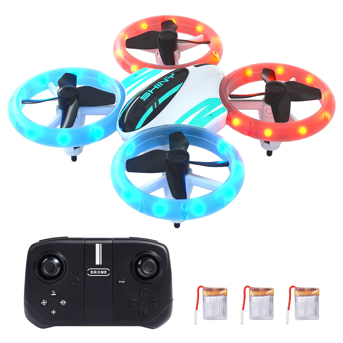 DEERC D13 Mini Drone Enfant – Évitement D'obstacles, 6 Lumières LED, 3 Batteries, Flips 3D, Cadeau Anniversaire