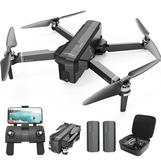 DEERC DE22 Foldable GPS Drone with Camera for Adults 2K,RC Drone with Smart Return, Long Range Transmission, and 2 Batteries for 50 Mins Flight Time