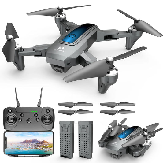 Deerc D10 Drone with Camera for Adults, 1080P FHD FPV Live Video, Gravity Control, Altitude Hold, Headless Mode, Waypoints Functions, with Carrying