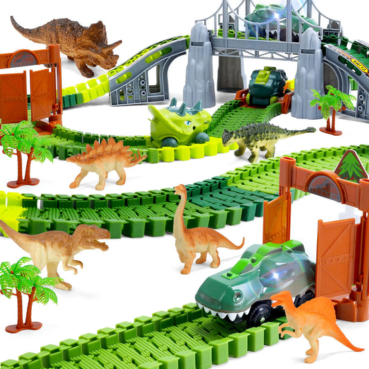 Dinosaur Tracks Toys, Flexible Dinosaur Track Toys Set, Perfect Birthday Gifts for 3 4 5 6 Years Old Boys Girls Kids, 169 PCS, Create Your Dinosaur World