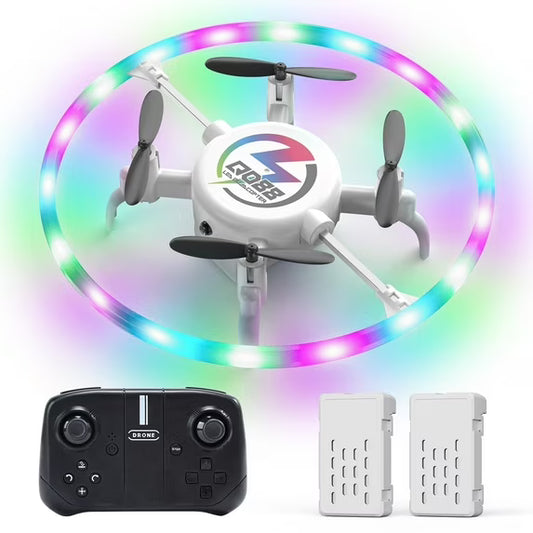 Wefone Q088 drones for Kids with 360° Rotation Bright Lights, Altitude Hold, 2 Batteries, White