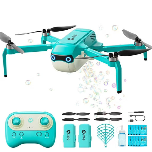 Foldable Bubble Solution Drone, Holy Stone HS320 Drone for Kids, Headless Mode, 2 Batteries,Green