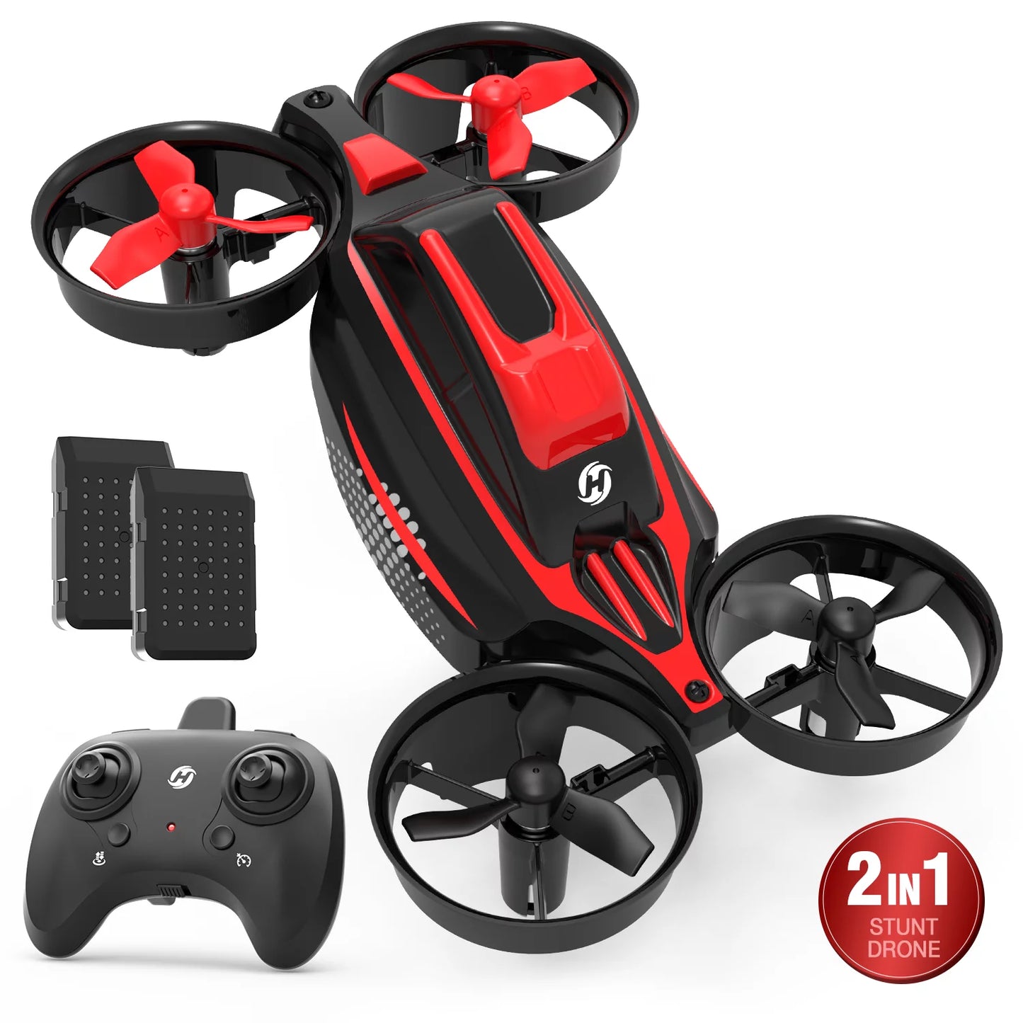 Holy Stone HS210F 2 In 1 RC Drone Flying Car for Kids One Key & Gliding Take Off Toss to Fly 3D Flips 360° Rotation Fly Headless Mode 2 Batteries