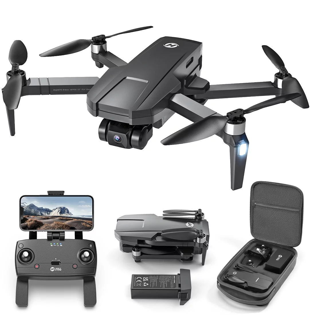 Holy Stone HS720R GPS Drone with 3-Axis Gimbal 4K EIS Camera, Easy RC Quadcopter for Adults, 26mins Flight Time, Brushless Motor, 5GHz Transmission 10000ft, Auto Return Home, Follow Me