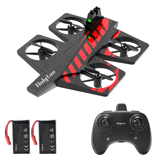 Holyton HT40 2 IN 1 Drones for Kids Adults, Remote Control Drone Airplane for Beginners, RC Quadcopter Drone with Land Mode Fly Mode, Altitude Hold, Headless Mode, 3D Flips, Emergency Stop