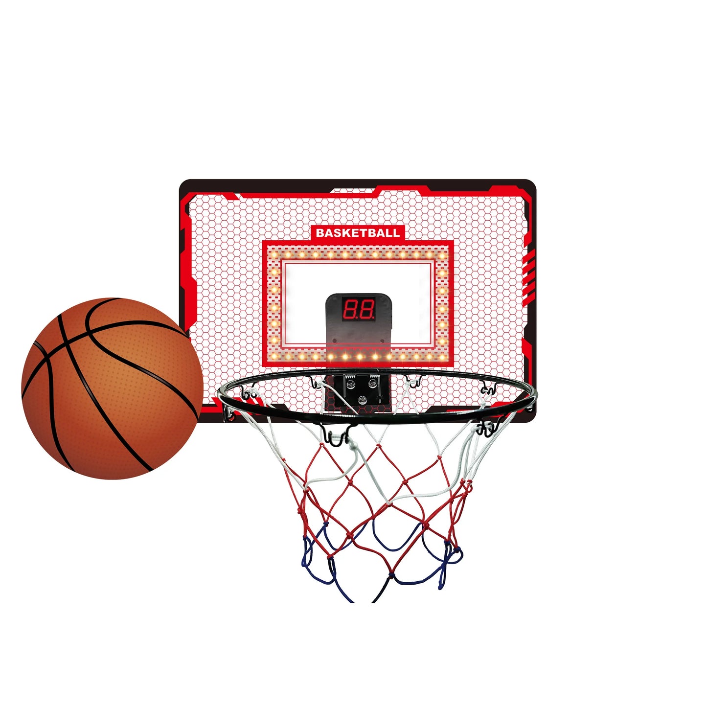 HopeRock Indoor Mini Basketball Hoop for Kids, Basketball Hoops Over The Door with LED Lighting, Mini Hoop with Scoreboard & 3 Balls, Basketball Toys Gifts for 5 6 7 8 9 10 11 12 Year Old Boys Girls