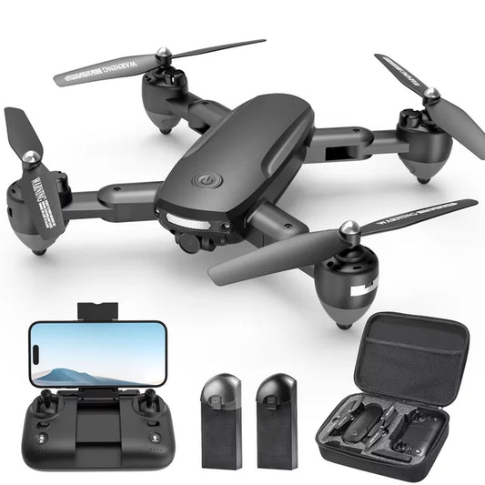 JY01 GPS Drone for Adults and Kids, Foldable Drone with 4K Camera, Optical FLow Sensor, One Key Take Off/Landing, 2 Batteries, Gifts for Girls and Boys,Black