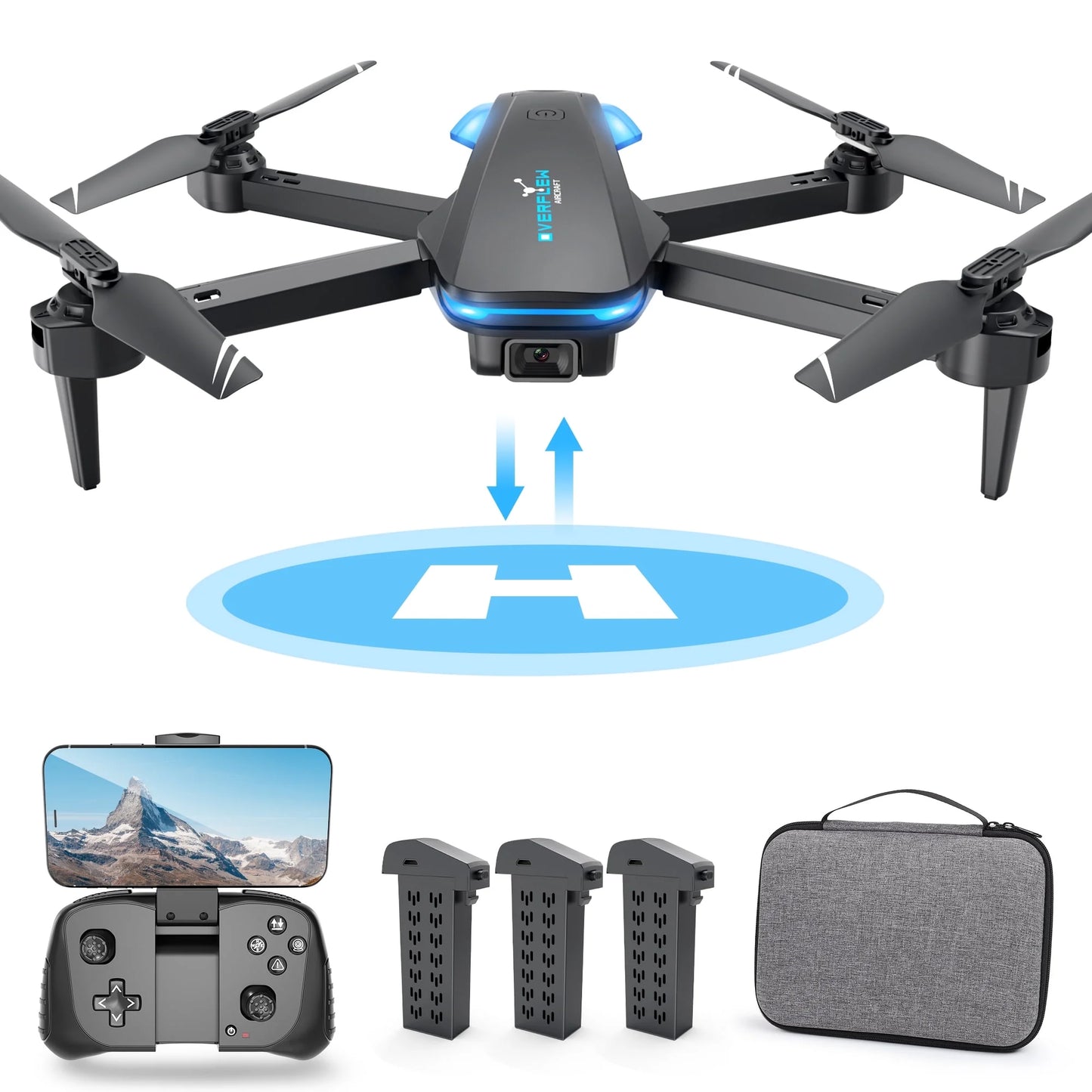 S20 RC Drone with 4K HD Dual Camera for Kids Beginners, Remote Control Quadcopter for Play Outdoor Indoor, Great Gift for Children 3 Batteries