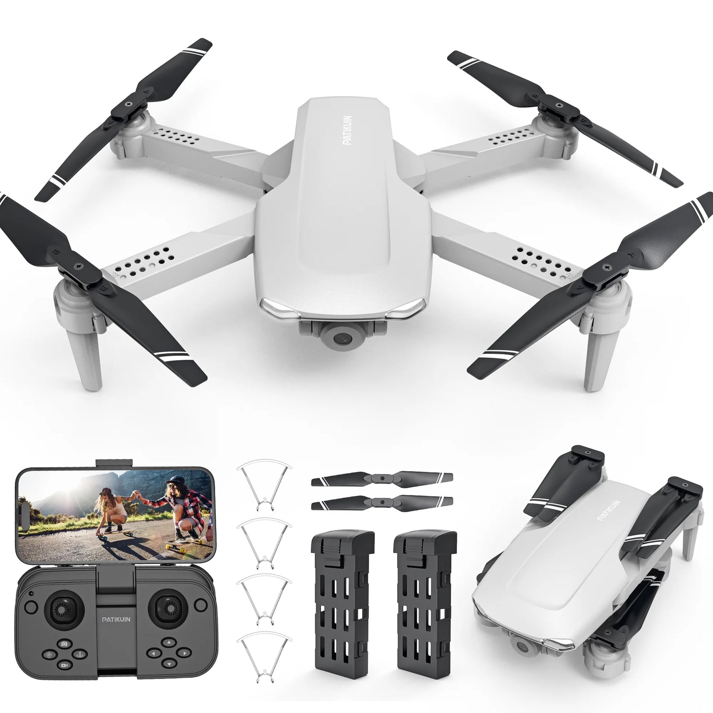 S300 FPV Drone with Camera for Adults and Kids, RC Quadcopter with 720P HD Camera and 5G WIFI Transmission, 2 Batteries, Gray