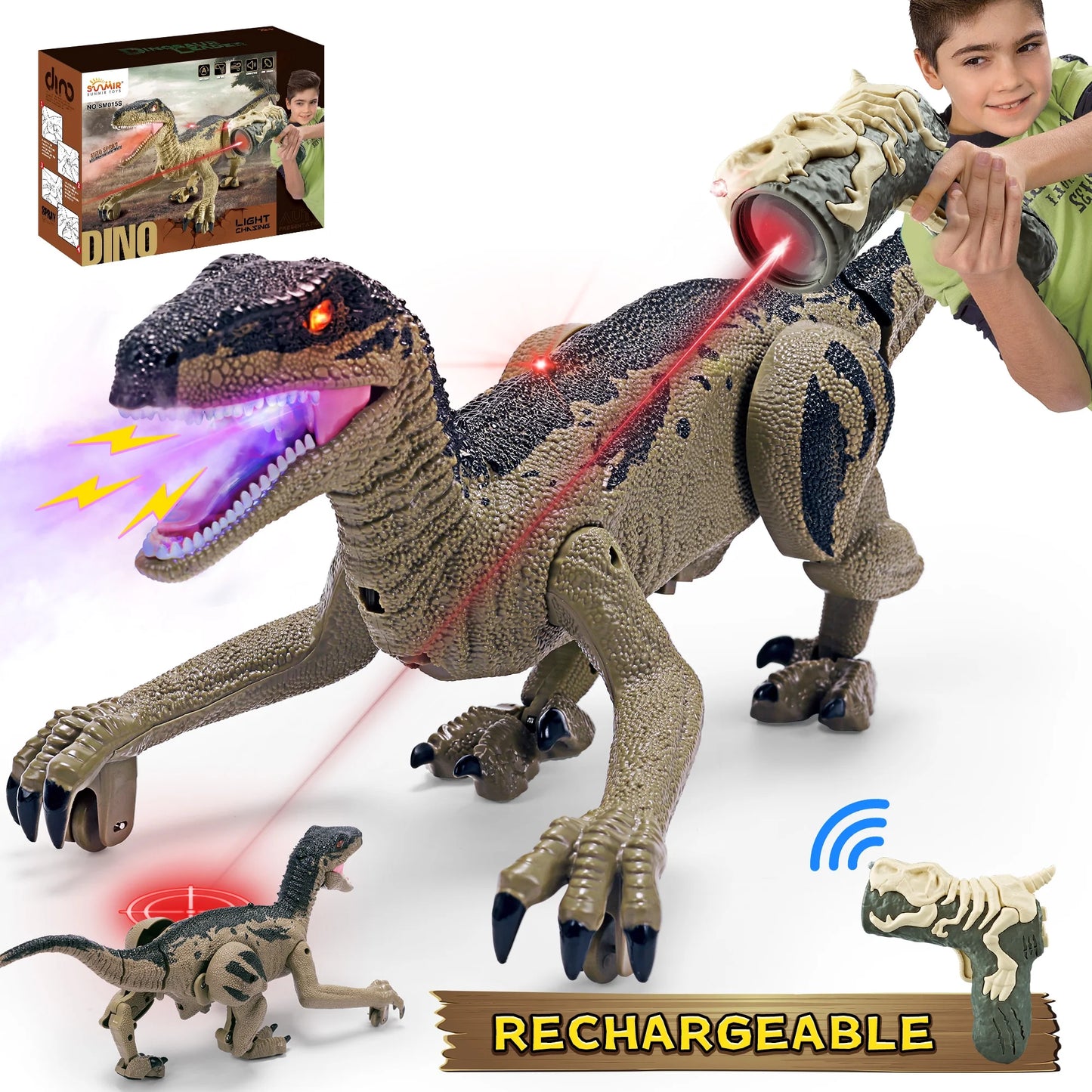 Upgrade remote light control dinosaur, remote control dinosaur spray control dinosaur, sound walk RC dinosaur boy toy 3+